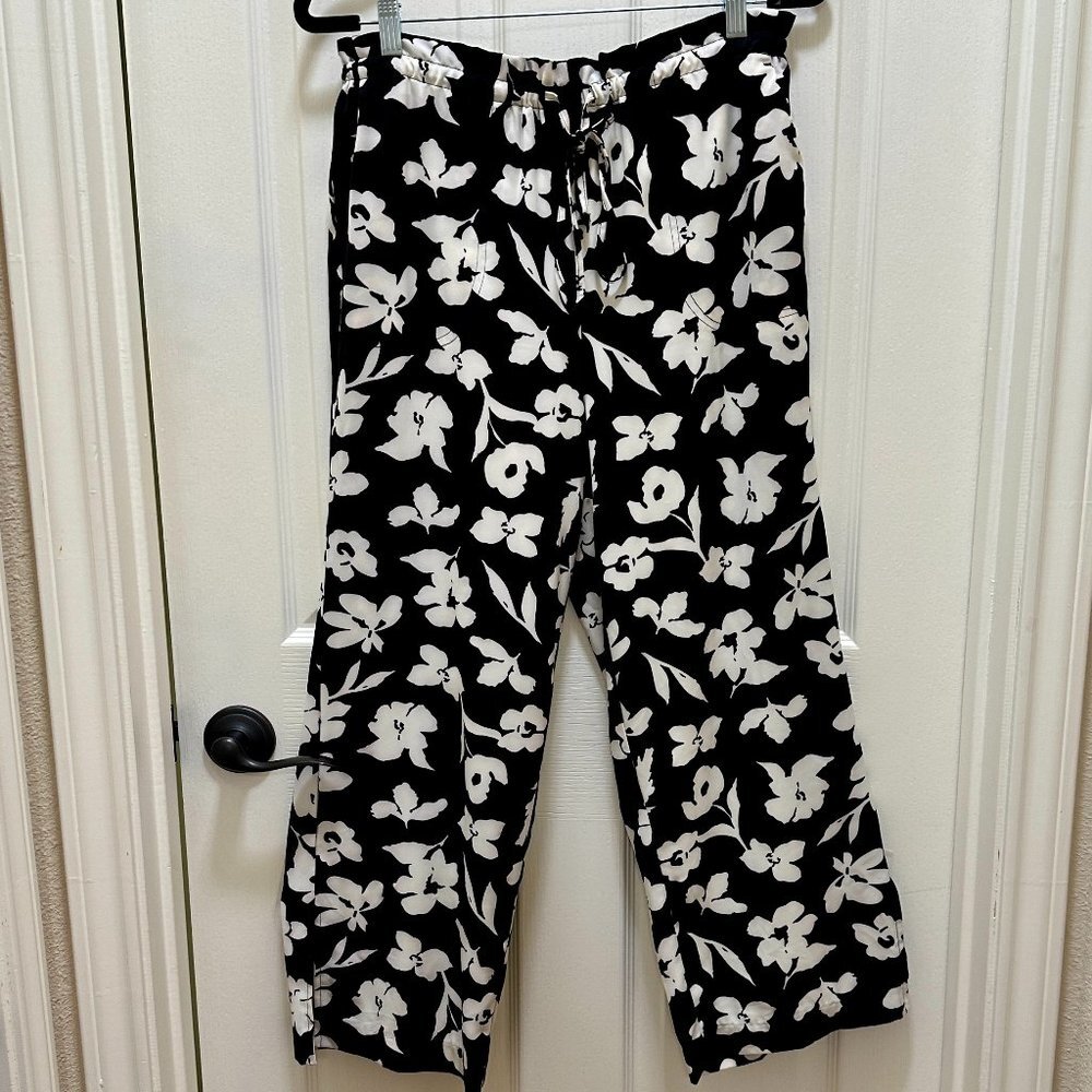 Jules & Leopold Summer Pants Women's Size M Floral Print Crop Wide Legs Flowy